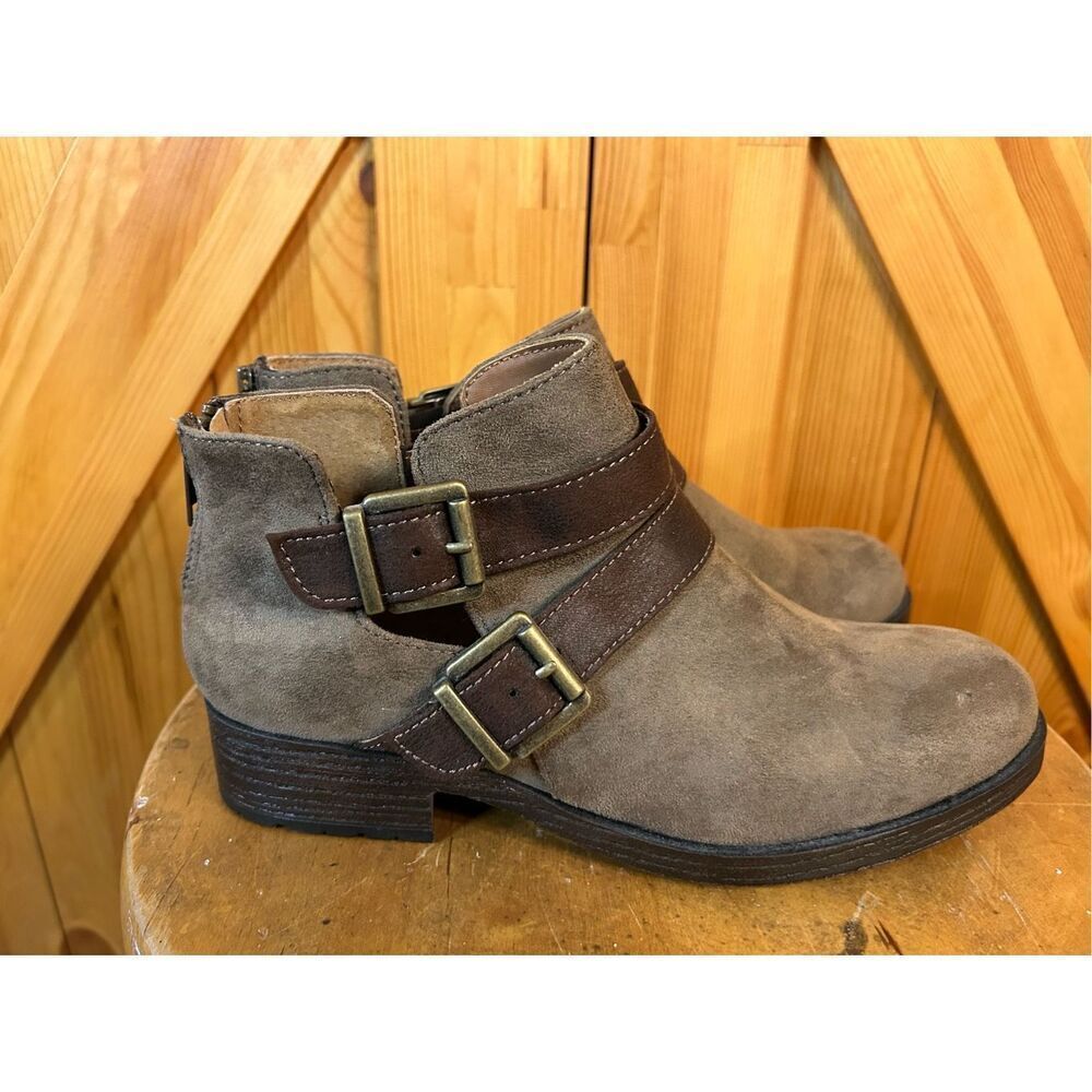 b.o.c. Taupe Ankle Boots with Double Buckle